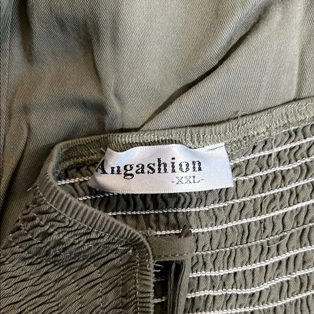 Angashion Olive Green Button-Down Dress | Size XXL - Picture 5 of 5